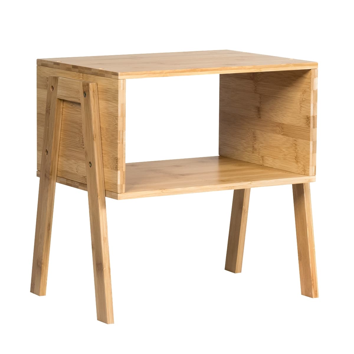 CostwayLot de 2 Table de Chevet Matériau non-toxique Avec Compartiment de Rangement Ouvert Naturel