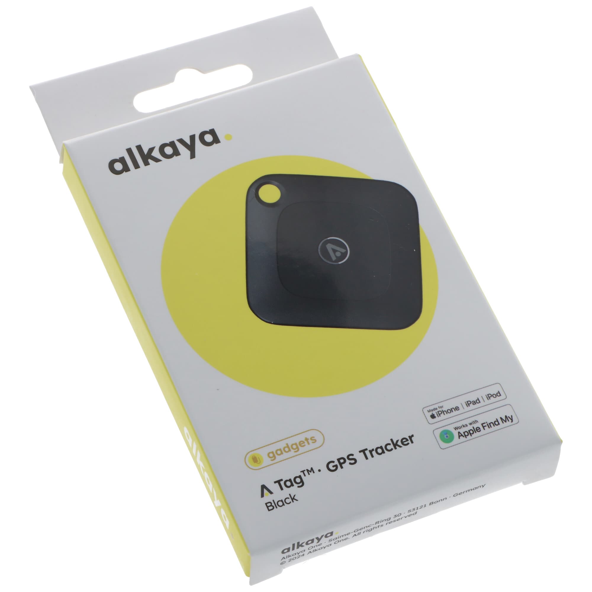 alkaya. | Traceur GPS/Bluetooth compatible avec «Localiser» d'Apple | Noir