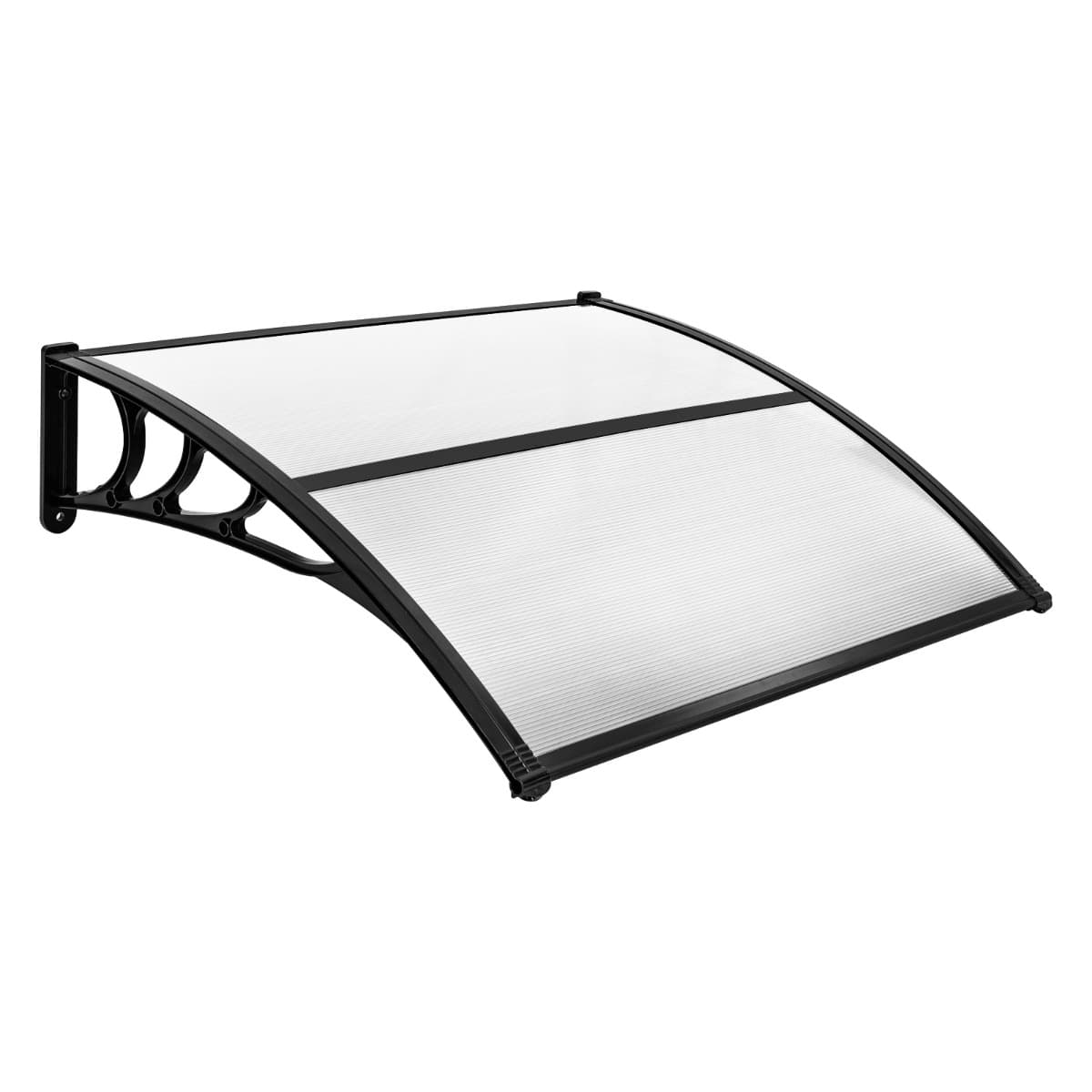 CostwayAuvent Porte d'Entree Marquise de Porte et Fenêtre Extérieur Plaque en Polycarbonate Gris Transparent